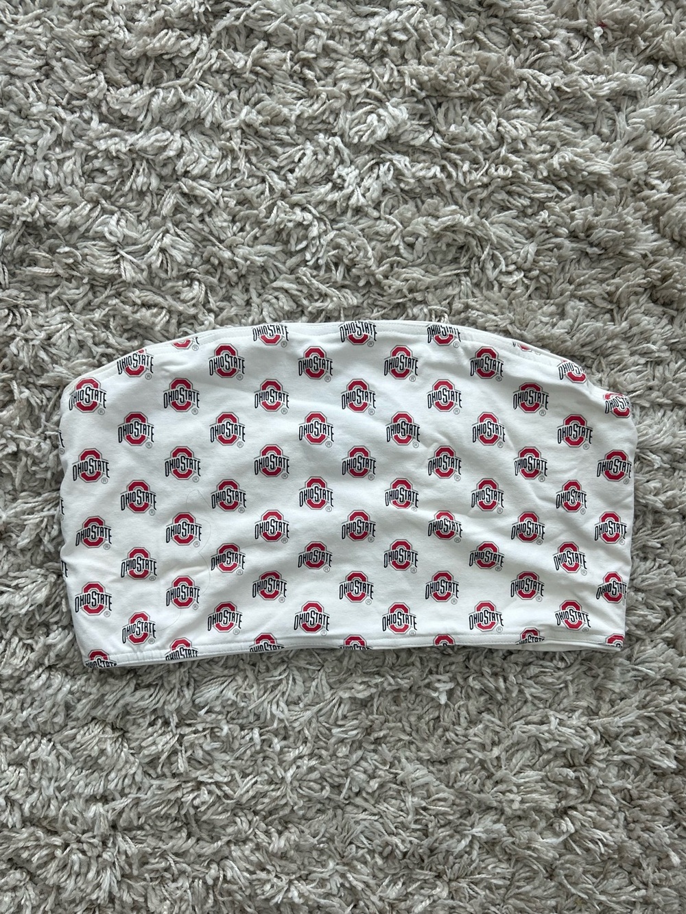 Ohio State Rivalry Threads White Bandeau with Red and Black Logo Print